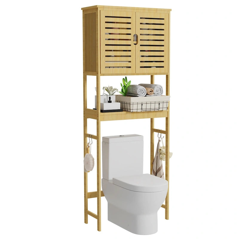 Bathroom Over The Toilet Storage Cabinet Organizer With Doors Shelves - 25  x 10  x 69