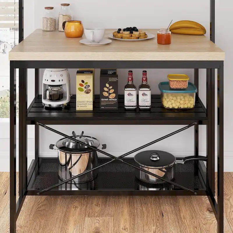 Îlot de cuisine 42 po, support de micro-ondes, étagère de four avec rangement - 42 P x 28 L x 72 H