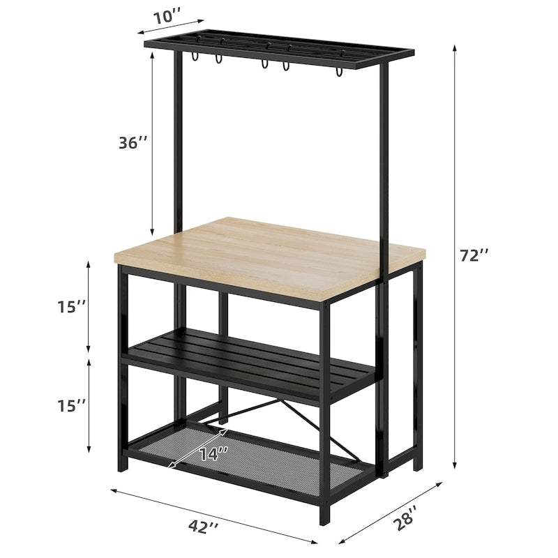 Îlot de cuisine 42 po, support de micro-ondes, étagère de four avec rangement - 42 P x 28 L x 72 H