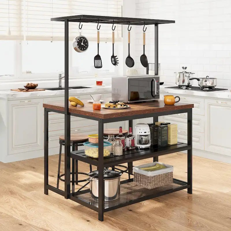 Îlot de cuisine 42 po, support de micro-ondes, étagère de four avec rangement - 42 P x 28 L x 72 H