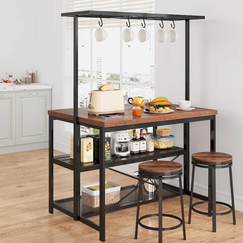 Îlot de cuisine 42 po, support de micro-ondes, étagère de four avec rangement - 42 P x 28 L x 72 H