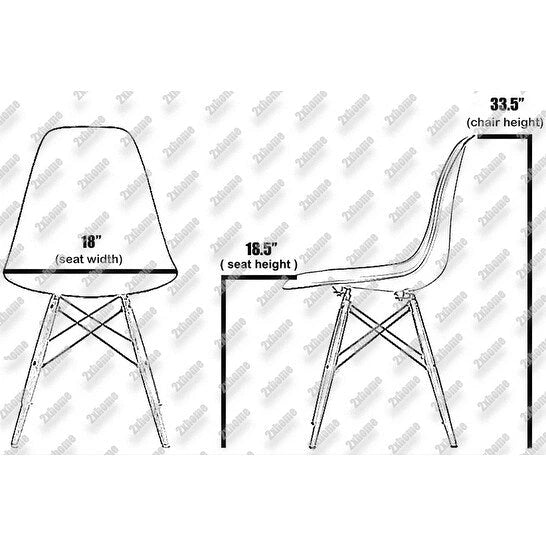 Lot de 2 chaises Eiffel design en plastique Pieds en bois massif Rétro Coque moulée Hôtel Dowel Pour cuisine chambre bureau