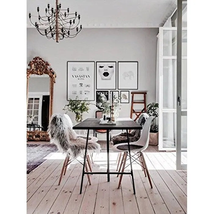 Lot de 2 chaises Eiffel design en plastique Pieds en bois massif Rétro Coque moulée Hôtel Dowel Pour cuisine chambre bureau
