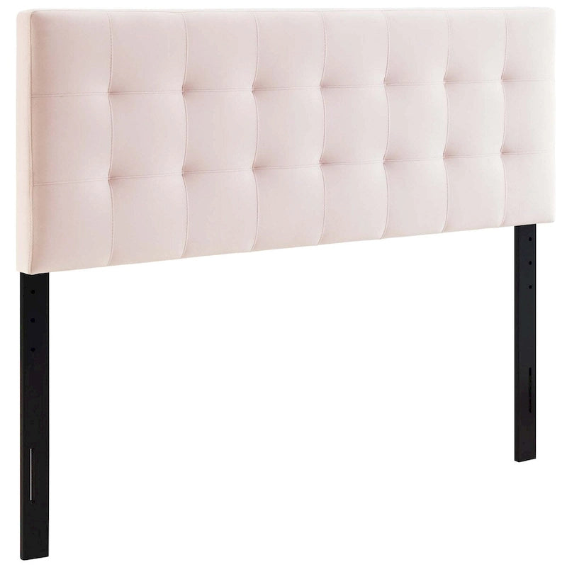 Tête de lit capitonnée en velours Carson Carrington Labbgard Grand lit (Queen-size) couleur biscuit
