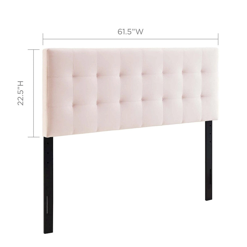 Tête de lit capitonnée en velours Carson Carrington Labbgard Grand lit (Queen-size) couleur biscuit