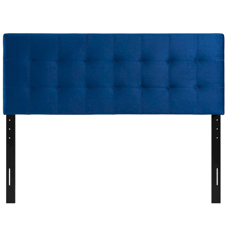 Tête de lit capitonnée en velours Carson Carrington Labbgard Grand lit (Queen-size) couleur biscuit