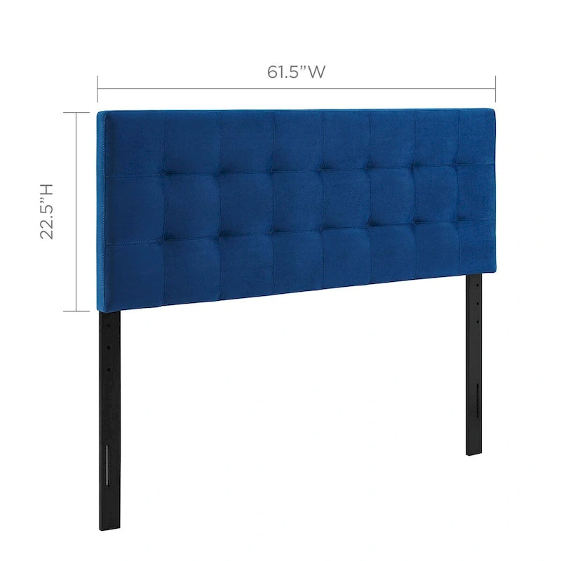 Tête de lit capitonnée en velours Carson Carrington Labbgard Grand lit (Queen-size) couleur biscuit