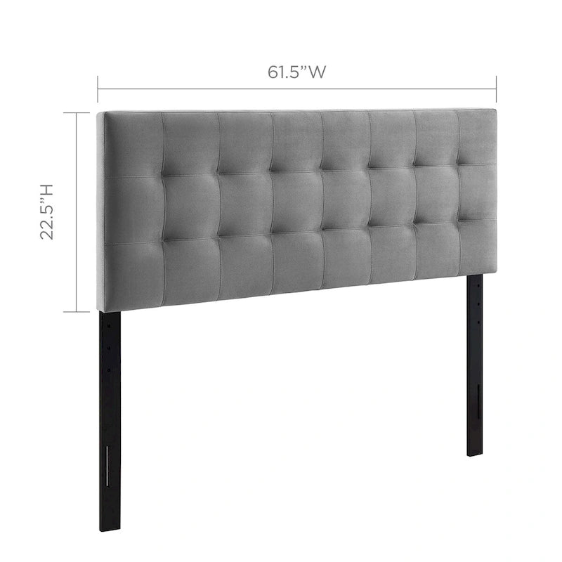 Tête de lit capitonnée en velours Carson Carrington Labbgard Grand lit (Queen-size) couleur biscuit