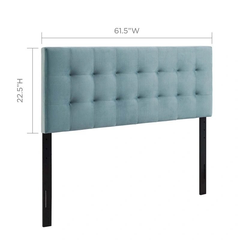 Tête de lit capitonnée en velours Carson Carrington Labbgard Grand lit (Queen-size) couleur biscuit