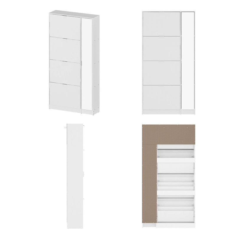 Meuble à Chaussures avec Miroir Élégant Gain de Place pour Entrées Rangement à Chaussures