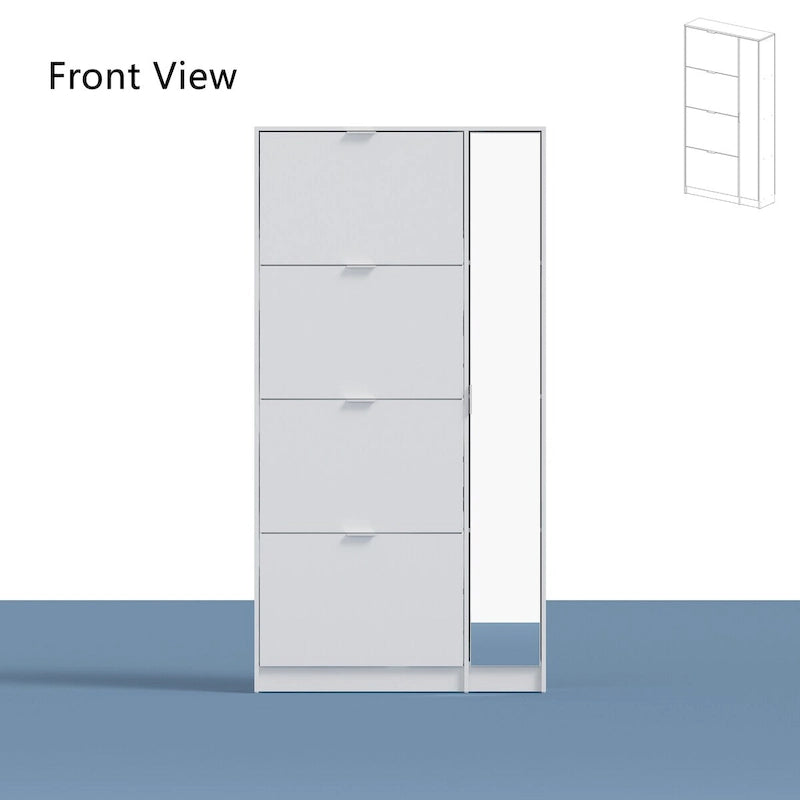 Meuble à Chaussures avec Miroir Élégant Gain de Place pour Entrées Rangement à Chaussures