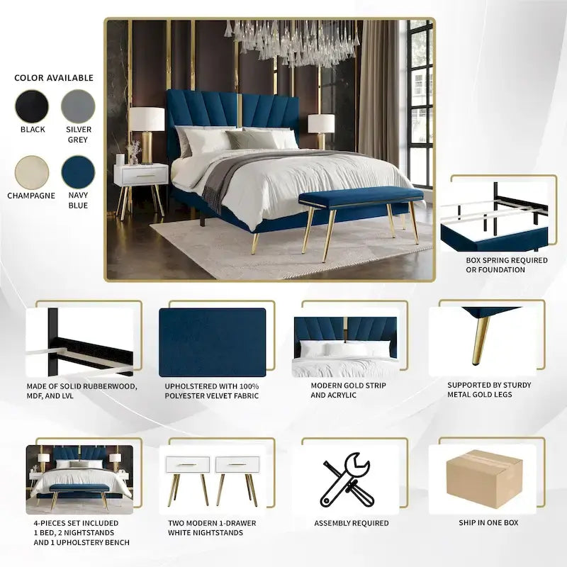 Ensemble de chambre contemporain 4 pièces CraftPorch