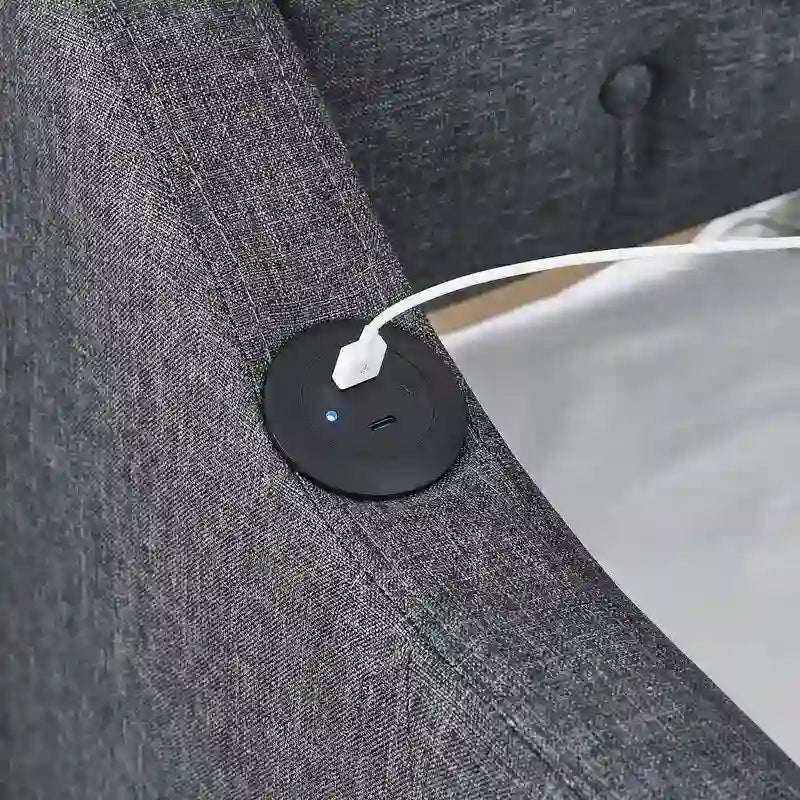 Lit de repos en lin de taille double avec lit gigogne de taille double et port de charge USB