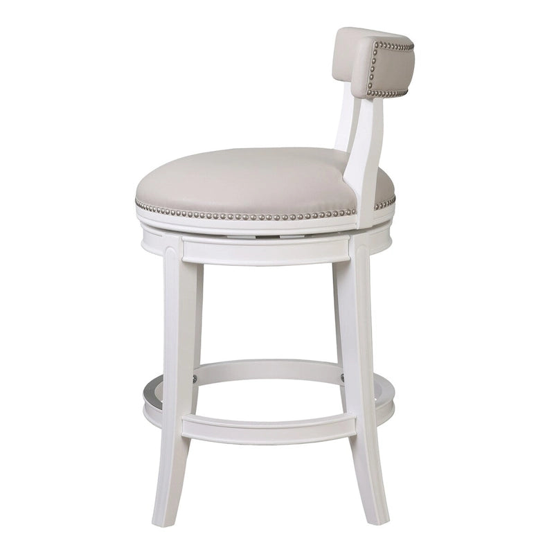 Tabouret de bar pivotant Pasha en bois avec assise et dossier rembourrés