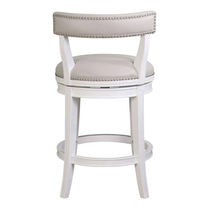 Tabouret de bar pivotant Pasha en bois avec assise et dossier rembourrés