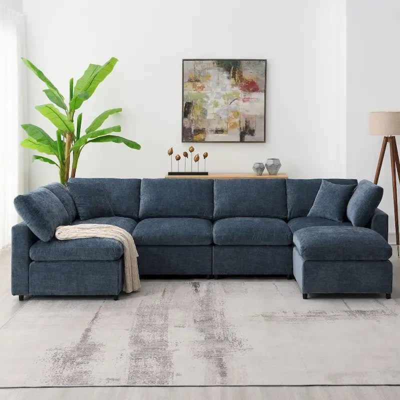 Canapé d'angle modulable en U avec pouf