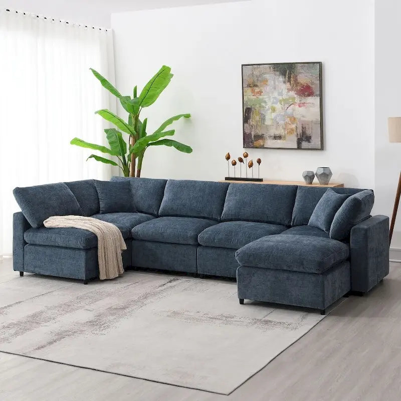 Canapé d'angle modulable en U avec pouf