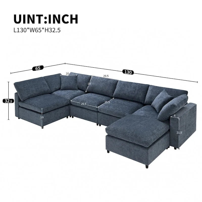 Canapé d'angle modulable en U avec pouf