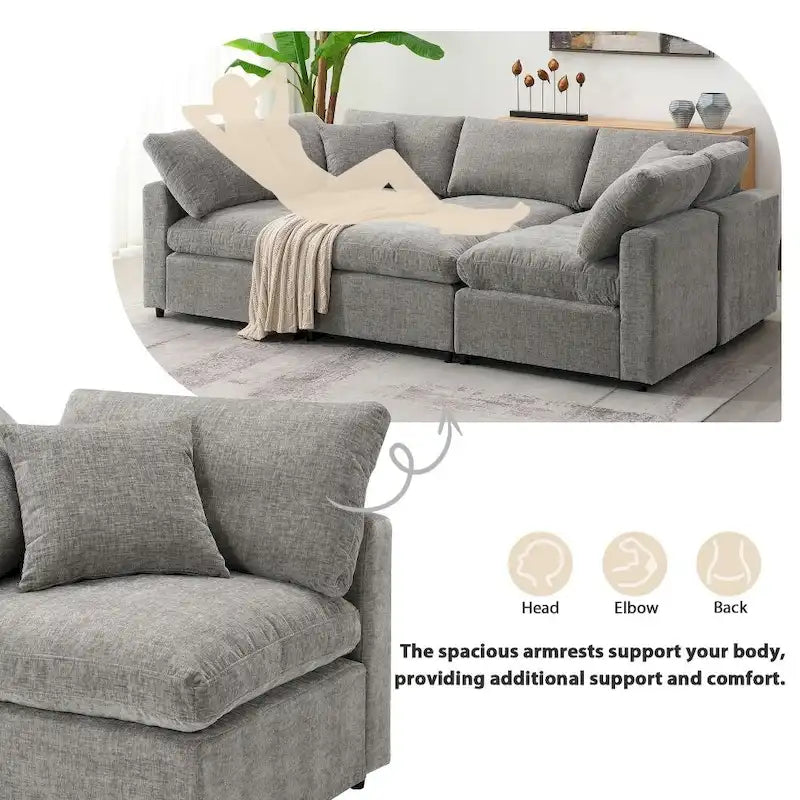 Canapé d'angle modulable en U avec pouf