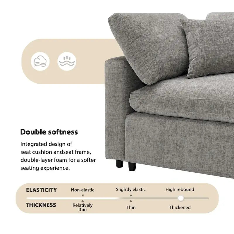 Canapé d'angle modulable en U avec pouf