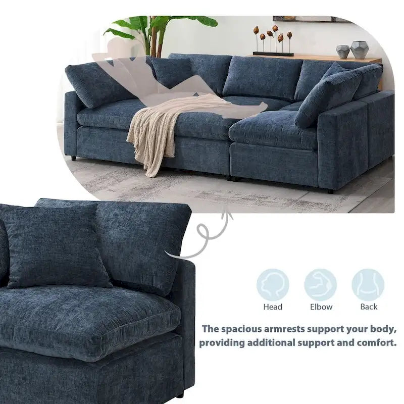 Canapé d'angle modulable en U avec pouf