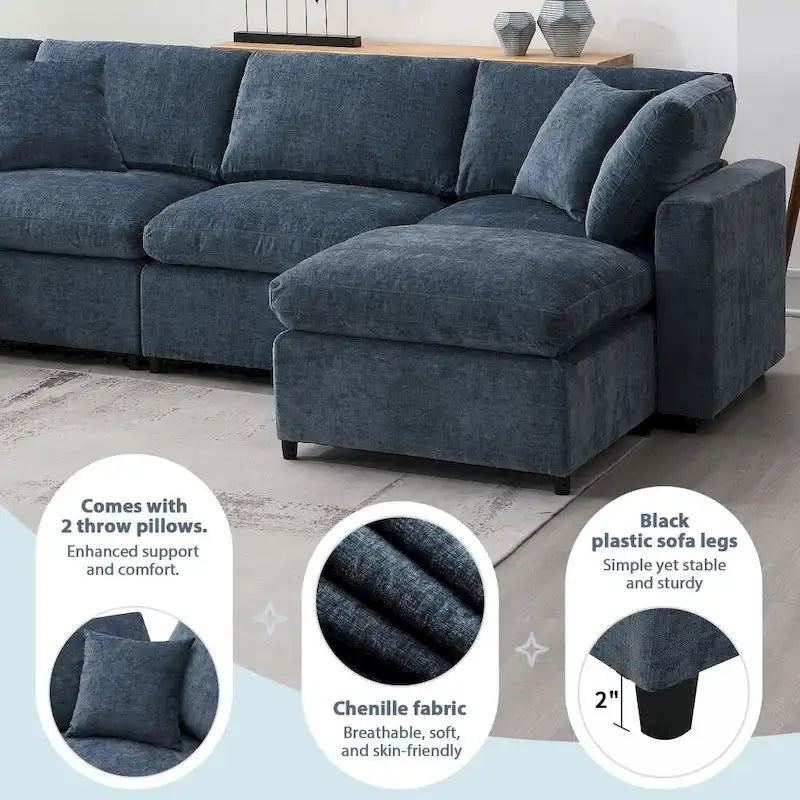 Canapé d'angle modulable en U avec pouf