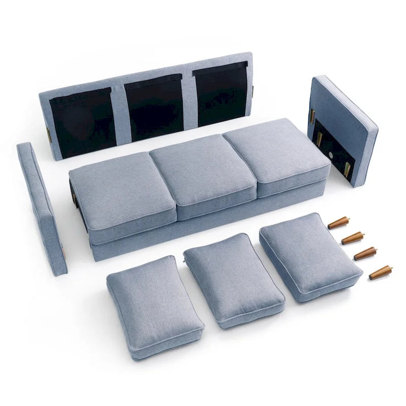 Canapé en lin moderne HANA avec pochettes latérales par Crown Comfort