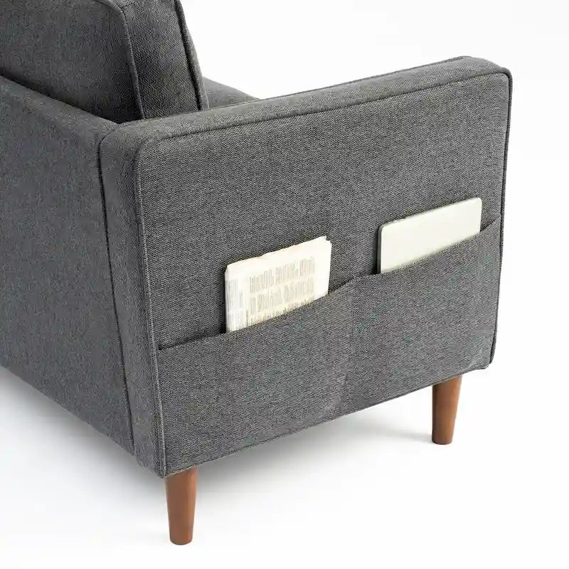 Canapé en lin moderne HANA avec pochettes latérales par Crown Comfort