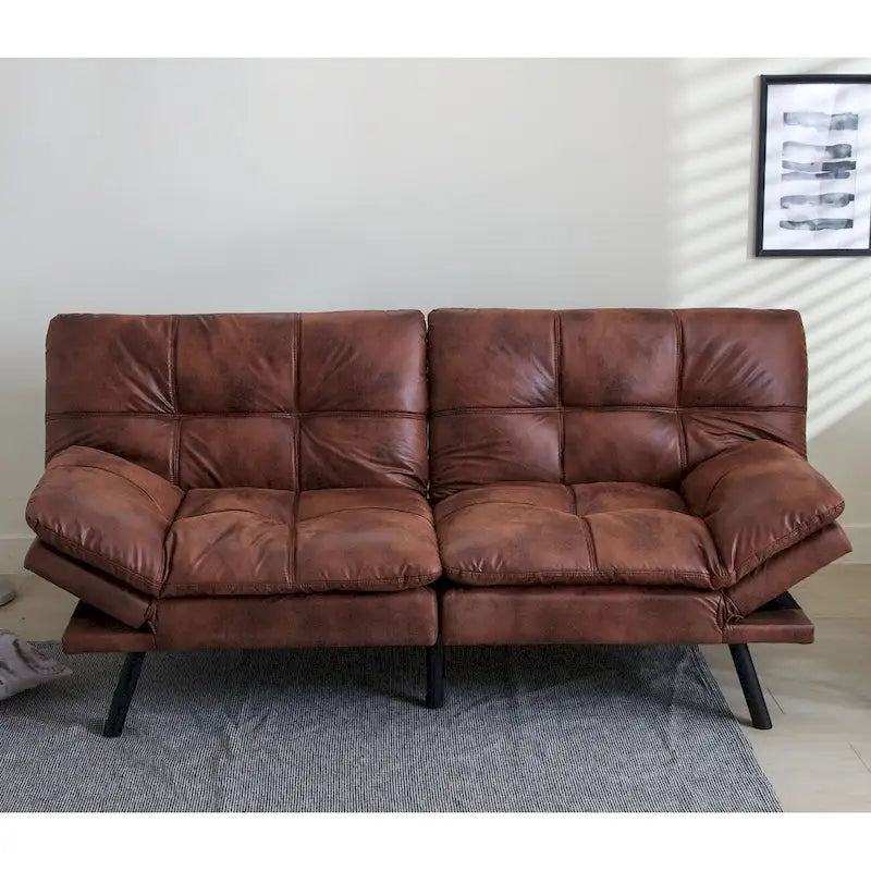 Canapé futon, canapé-lit pliant convertible rembourré pour petit espace de vie, appartement, dortoir, en similicuir