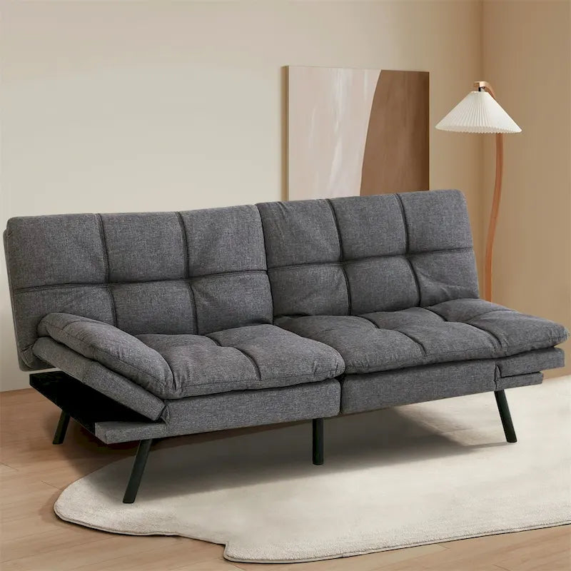 Canapé futon, canapé-lit pliant convertible rembourré pour petit espace de vie, appartement, dortoir, en similicuir