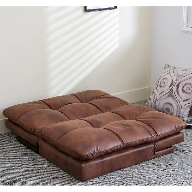 Canapé futon, canapé-lit pliant convertible rembourré pour petit espace de vie, appartement, dortoir, en similicuir