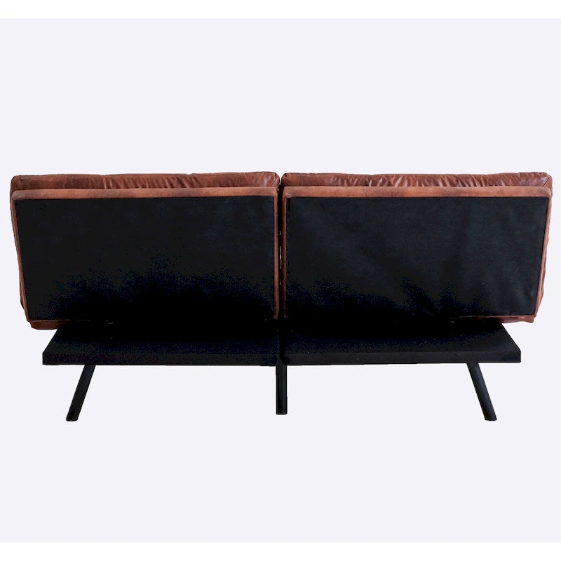 Canapé futon, canapé-lit pliant convertible rembourré pour petit espace de vie, appartement, dortoir, en similicuir
