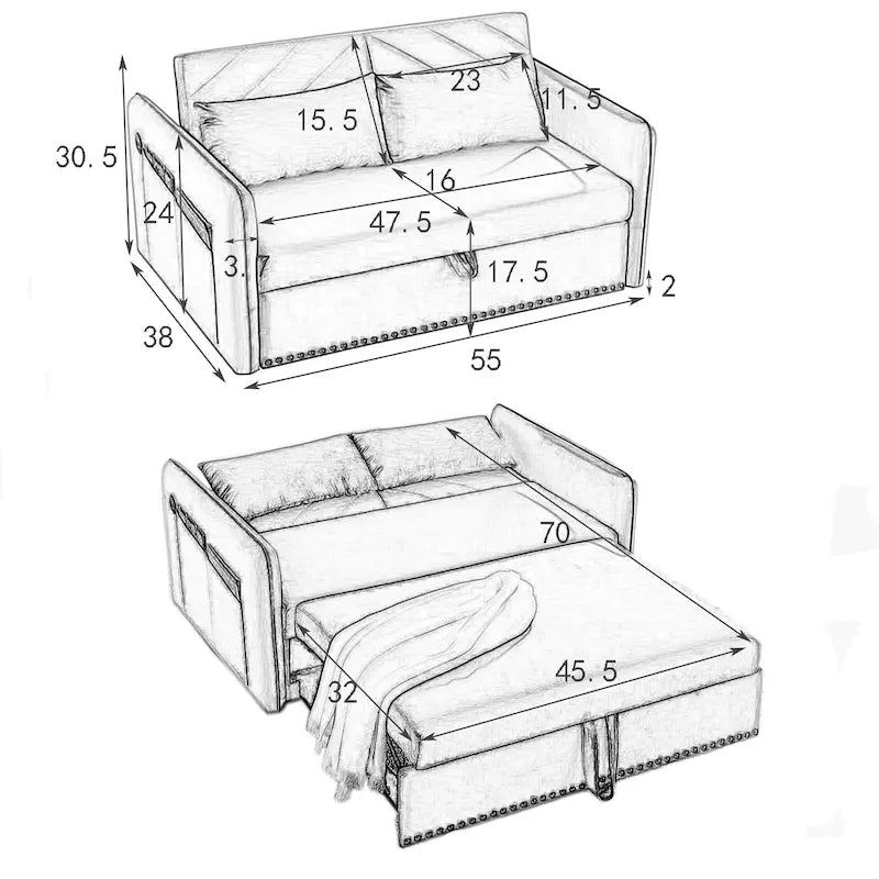 Canapé convertible 3 en 1 Aukfa en velours