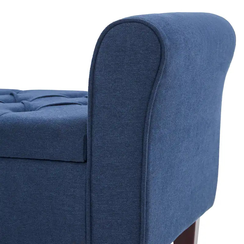 Banc de rangement capitonné avec accoudoirs, banc d'entrée avec couvercle à charnière touffeté de 128 cm