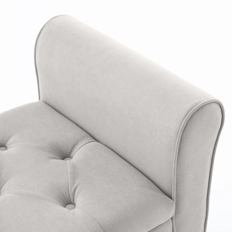 Banc de rangement capitonné avec accoudoirs, banc d'entrée avec couvercle à charnière touffeté de 128 cm