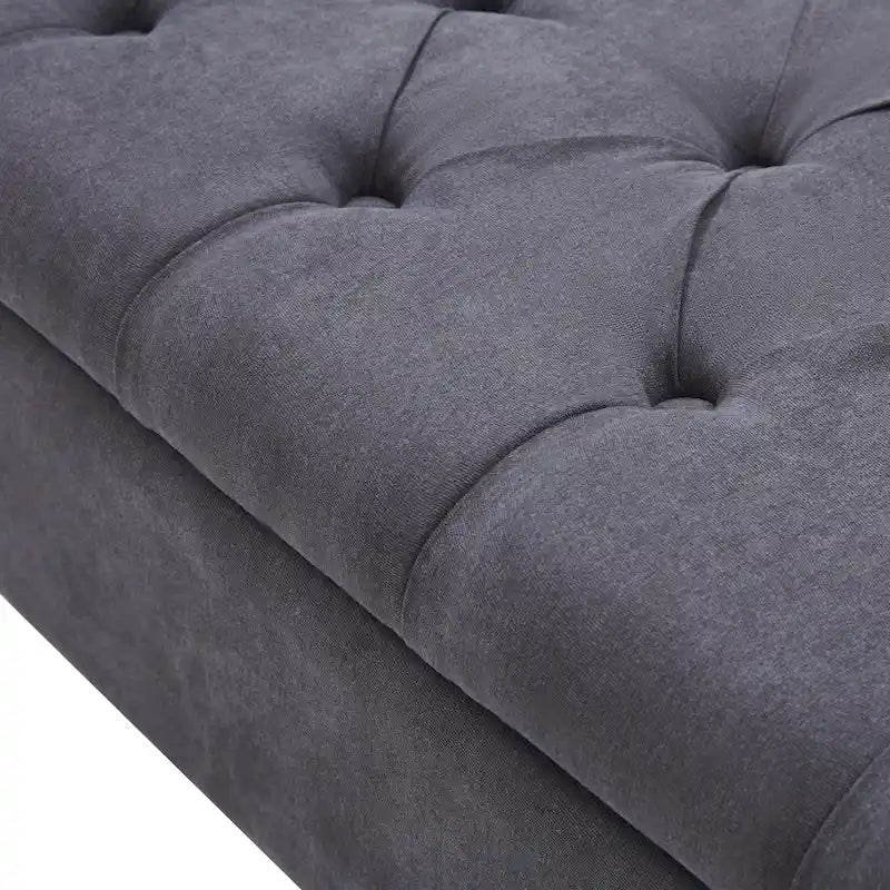 Banc de rangement capitonné avec accoudoirs, banc d'entrée avec couvercle à charnière touffeté de 128 cm