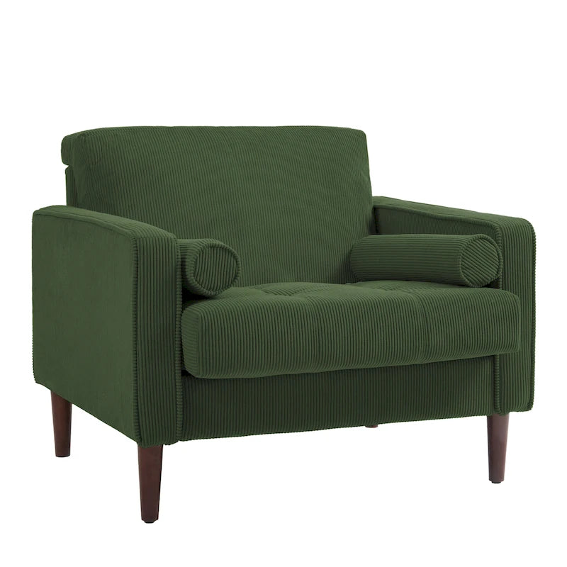 Lot de 2 fauteuils d'appoint surdimensionnés en velours côtelé avec pieds en bois