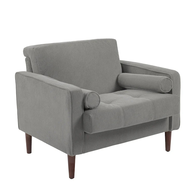 Lot de 2 fauteuils d'appoint surdimensionnés en velours côtelé avec pieds en bois