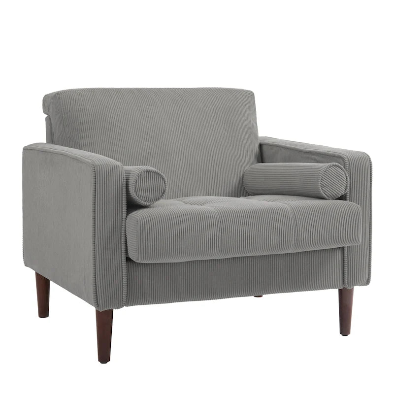 Lot de 2 fauteuils d'appoint surdimensionnés en velours côtelé avec pieds en bois