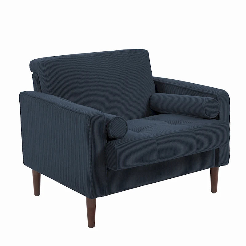Lot de 2 fauteuils d'appoint surdimensionnés en velours côtelé avec pieds en bois