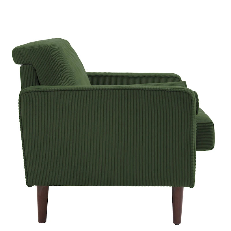 Lot de 2 fauteuils d'appoint surdimensionnés en velours côtelé avec pieds en bois