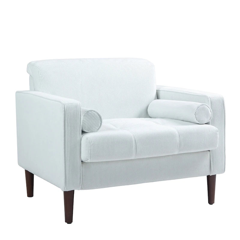 Lot de 2 fauteuils d'appoint surdimensionnés en velours côtelé avec pieds en bois