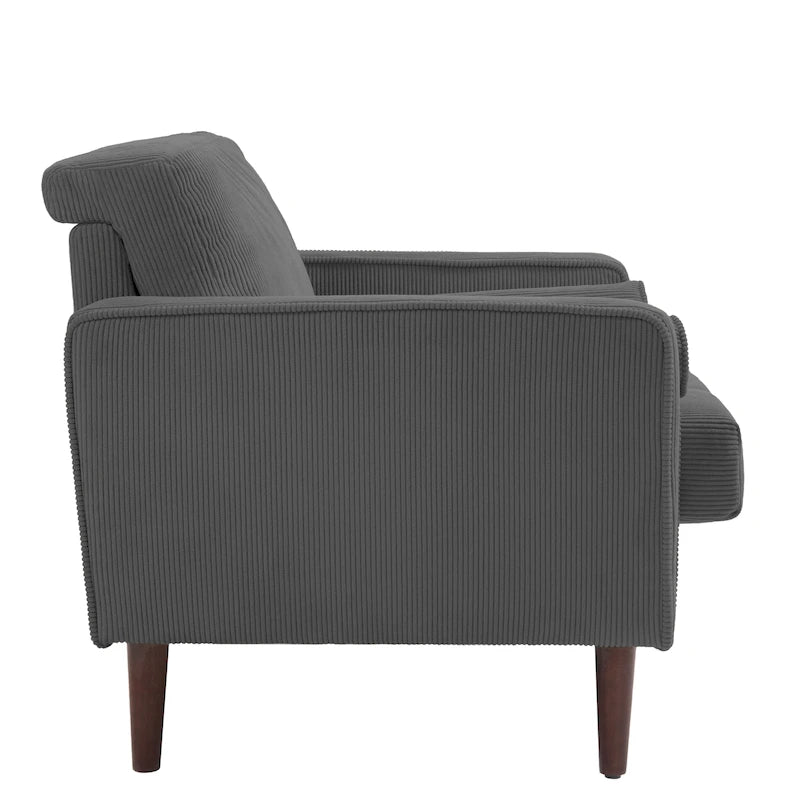 Lot de 2 fauteuils d'appoint surdimensionnés en velours côtelé avec pieds en bois