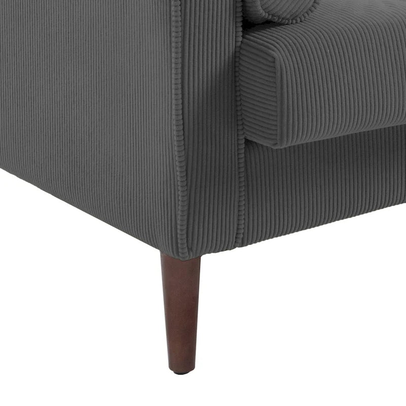 Lot de 2 fauteuils d'appoint surdimensionnés en velours côtelé avec pieds en bois