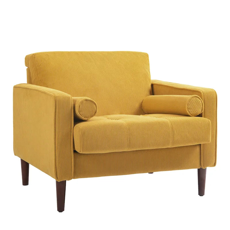Lot de 2 fauteuils d'appoint surdimensionnés en velours côtelé avec pieds en bois