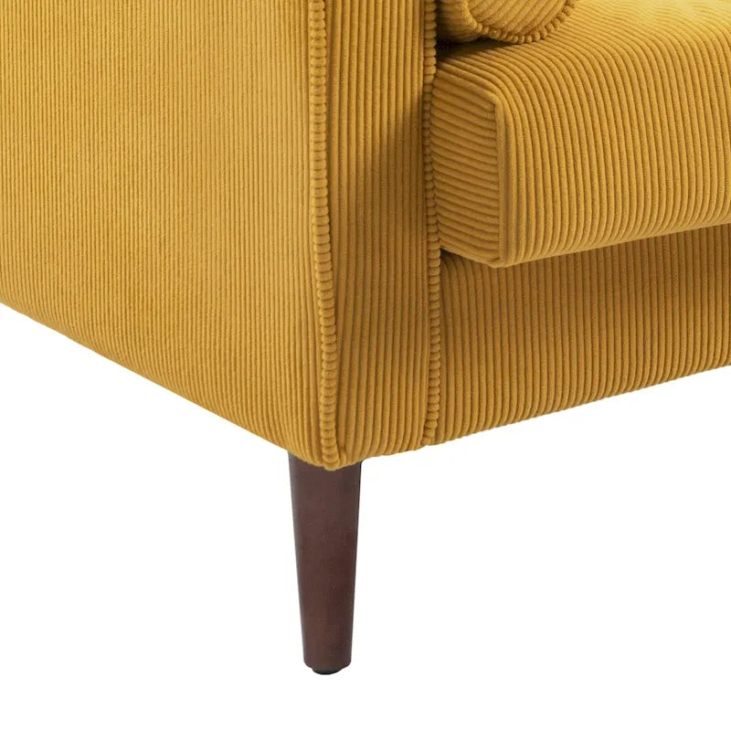 Lot de 2 fauteuils d'appoint surdimensionnés en velours côtelé avec pieds en bois