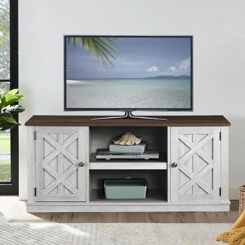 Meuble TV en bois brut imitation 54 po pour téléviseurs de 60 po - 54 po de largeur