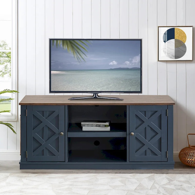 Meuble TV en bois brut imitation 54 po pour téléviseurs de 60 po - 54 po de largeur