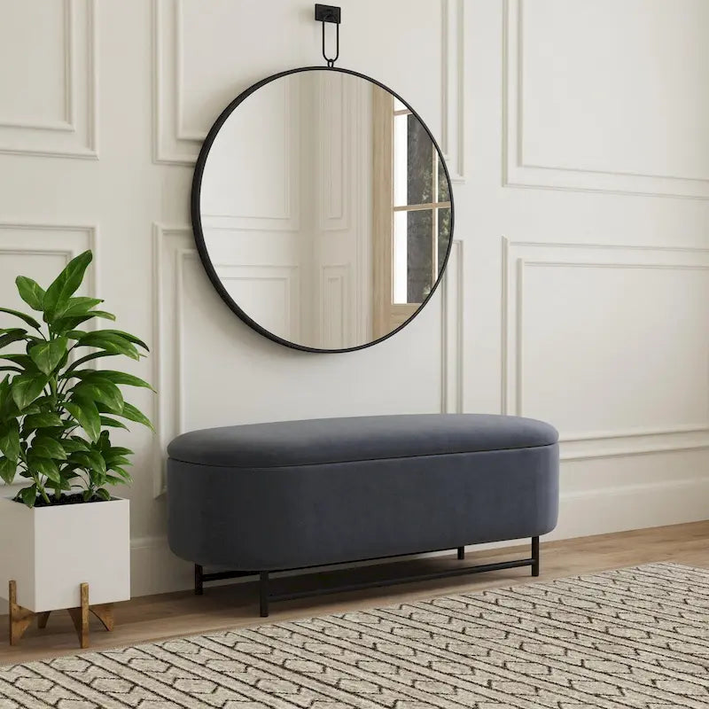 Banc de rangement moderne Ellipse HomePop avec pieds en métal