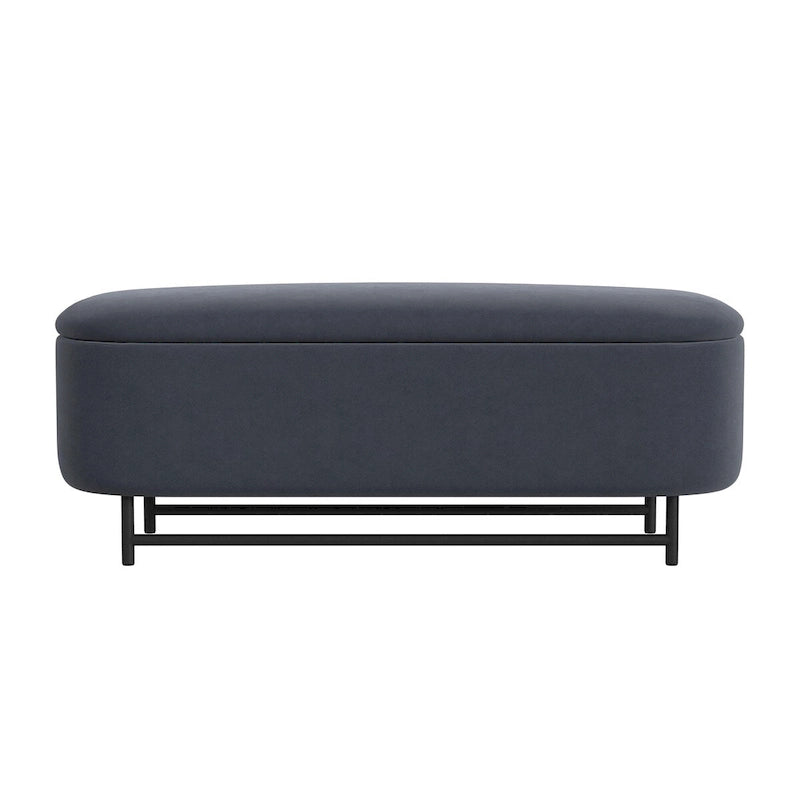 Banc de rangement moderne Ellipse HomePop avec pieds en métal
